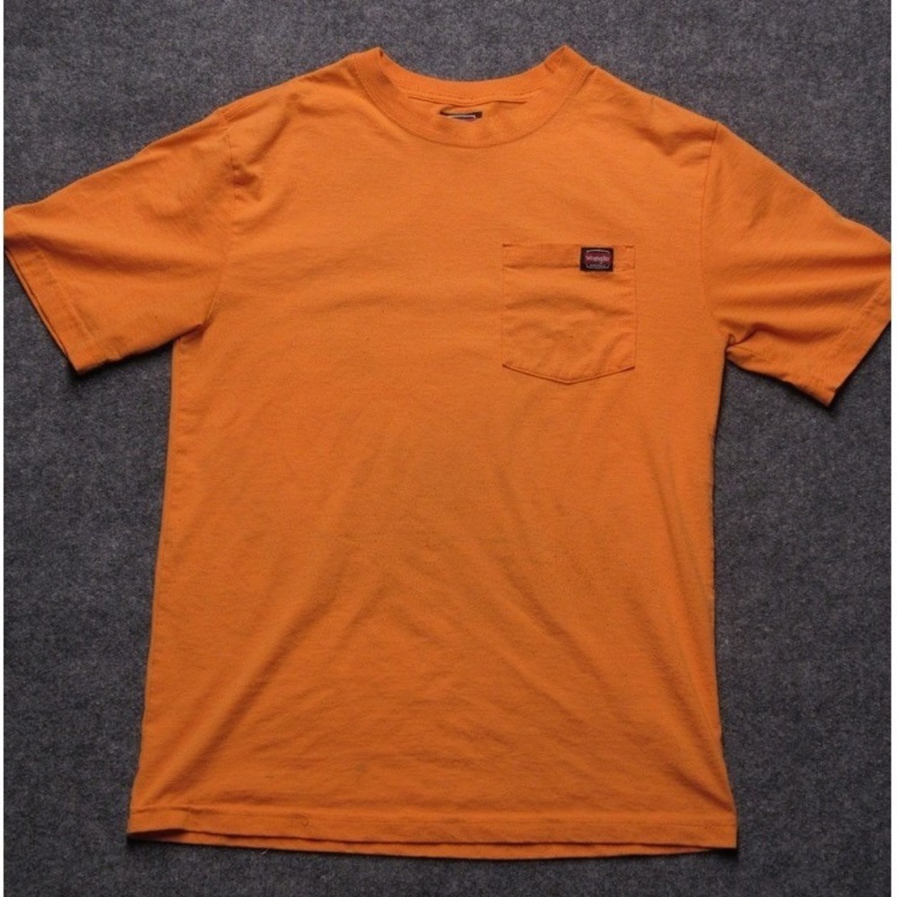 Wrangler Mens Orange Short Sleeve Pocket T-Shirt Small Crew Neck Cotton Blend